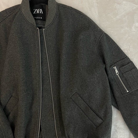 Zara Grey Oversized Bomber (XS) - Picture 3 of 4